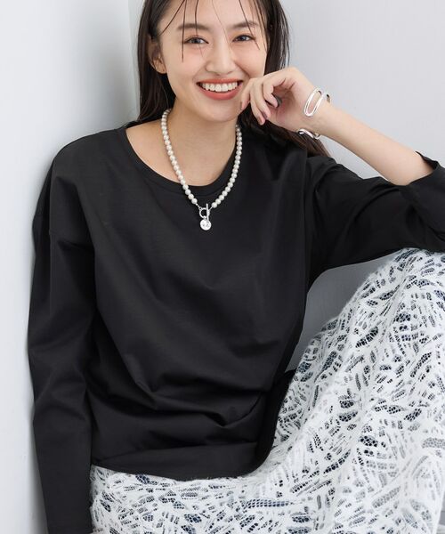 INDIVI / インディヴィ カットソー | 【洗える/コットン100%】ラウンドヘムシンプルカットソー(ブラック(019))