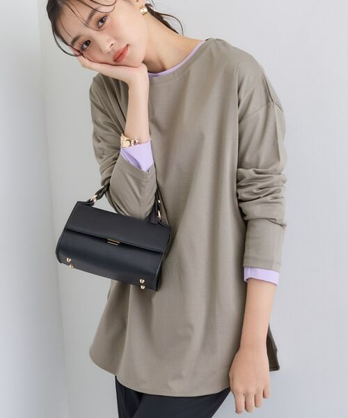 INDIVI / インディヴィ カットソー | 【洗える/コットン100%】ラウンドヘムシンプルカットソー(タバコブラウン(054))