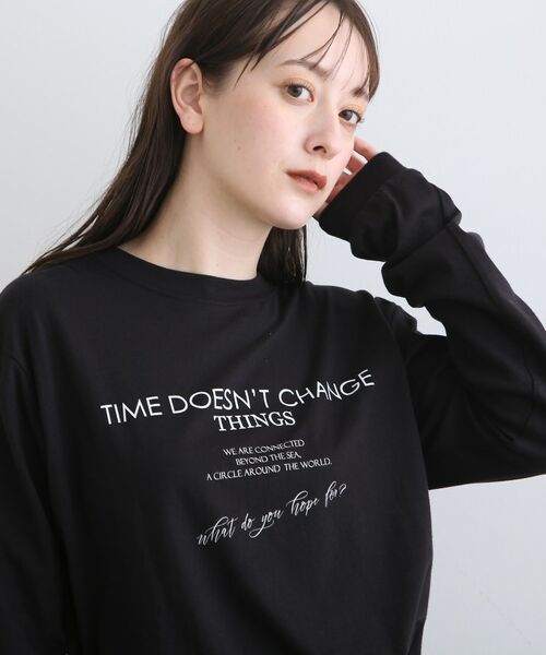 INDIVI / インディヴィ カットソー | 【WORLD for the World】ロゴプリント ロングTシャツ | 詳細12