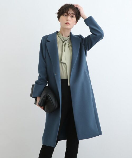 INDIVI / インディヴィ その他アウター | 【定番人気!/名品コート/日本製】ウール100%チェスターコート(ブルー(092))