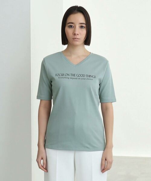 INDIVI / インディヴィ Tシャツ | 【コットン100％/ロゴT/Vネック】メッセージTシャツ | 詳細2
