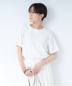 【洗える/SETUP可能】シンプルTシャツライクブラウス