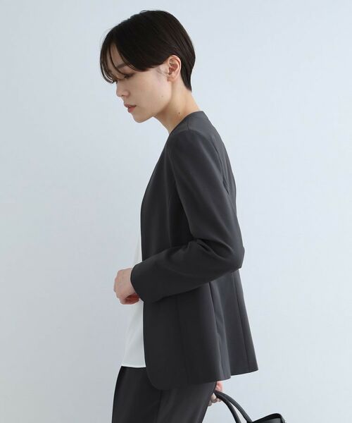 INDIVI / インディヴィ テーラードジャケット | 【定番スーツ/洗える/UVケア】ストレッチノーカラージャケット | 詳細12
