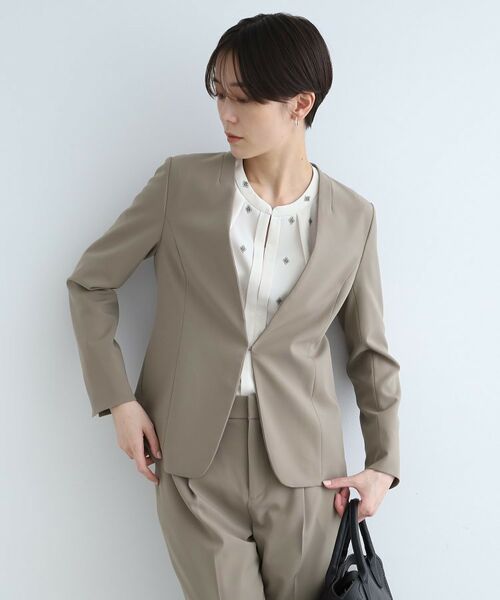 INDIVI / インディヴィ テーラードジャケット | 【定番スーツ/洗える/UVケア】ストレッチノーカラージャケット | 詳細18