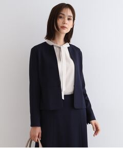 【定番スーツ／ジャージ素材】ペプラムデザインジャケット