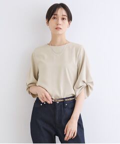 INDIVI / インディヴィ カットソー | 【洗える／スエード調】タックデザインブラウス