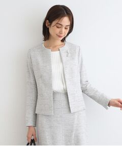 【定番スーツ】ノーカラーツィードジャケット