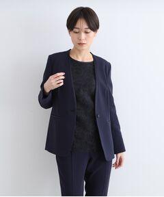【日本製／定番スーツ】トリアセテート混ノーカラージャケット