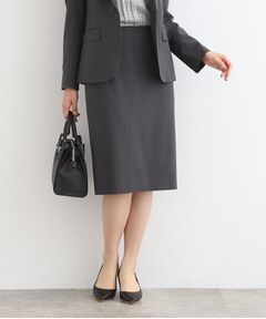 【日本製／インポート素材】スプリングウール混ストレートスカート