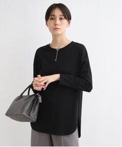 【洗える／リラクシー/コットン100%】シャツテールロングTシャツ