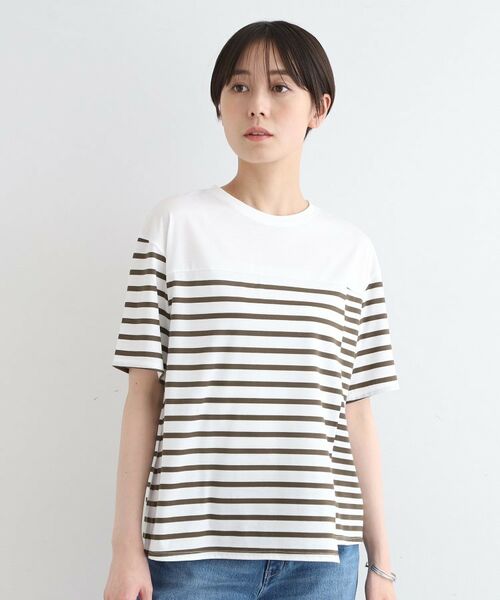 INDIVI / インディヴィ Tシャツ | 【洗える／ボーダー柄／日本製】アシメデザインTシャツ | 詳細14