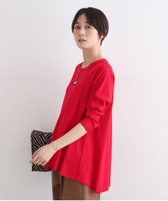 【洗える／キレイめ/日本製】バックフレア ロングTシャツ