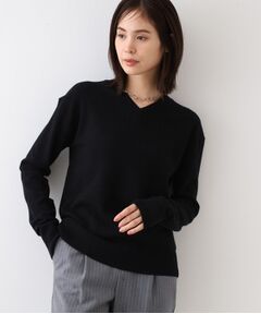 【カシミヤ混】Vネックコクーンシルエットニット