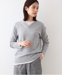 【カシミヤ混】Vネックコクーンシルエットニット