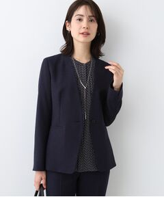 美品　インディヴィ　レザージップアップノーカラージャケット　ブラウン　サイズ４０ sankyo shokai [10%オフクーポン]レザージャケット レディース