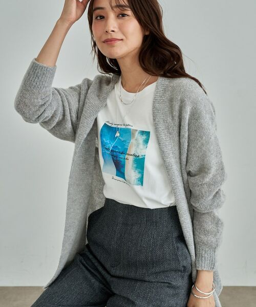 INDIVI/インディヴィ 【UVケア／選べるデザイン】フォト＆ロゴ プリントTシャツ ホワイト(002) 12(LL)