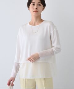 INDIVI / インディヴィ カットソー | 【洗える】袖＆裾 シアーデザイントップス