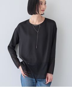 INDIVI / インディヴィ カットソー | 【洗える】袖＆裾 シアーデザイントップス