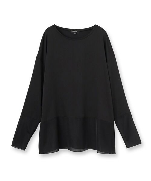 INDIVI / インディヴィ カットソー | 【洗える】袖＆裾 シアーデザイントップス | 詳細1