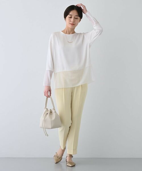 INDIVI / インディヴィ カットソー | 【洗える】袖＆裾 シアーデザイントップス | 詳細3