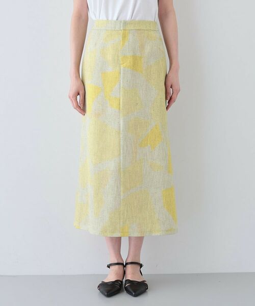 INDIVI / インディヴィ ロング・マキシ丈スカート | 【洗える】リネンライク ブロッキングプリントスカート | 詳細10