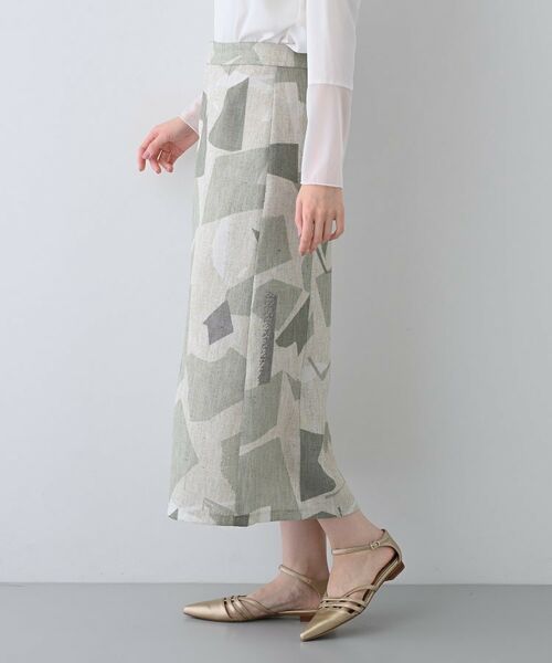 INDIVI / インディヴィ ロング・マキシ丈スカート | 【洗える】リネンライク ブロッキングプリントスカート | 詳細2