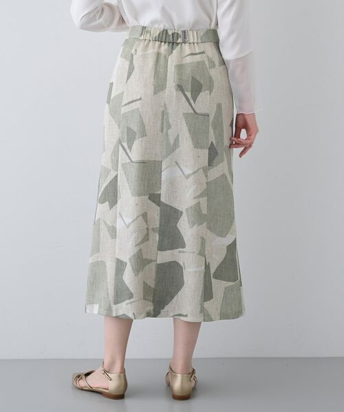 INDIVI / インディヴィ ロング・マキシ丈スカート | 【洗える】リネンライク ブロッキングプリントスカート | 詳細3