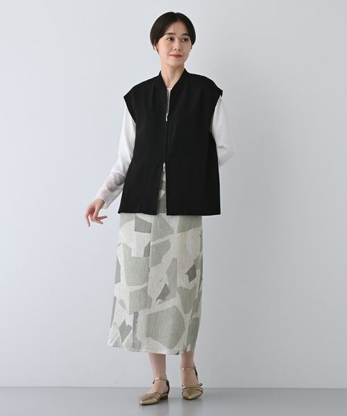 INDIVI / インディヴィ ロング・マキシ丈スカート | 【洗える】リネンライク ブロッキングプリントスカート | 詳細4