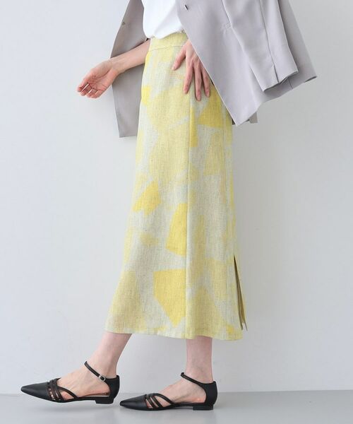 INDIVI / インディヴィ ロング・マキシ丈スカート | 【洗える】リネンライク ブロッキングプリントスカート | 詳細6