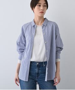 INDIVI / インディヴィ シャツ・ブラウス | 【UVケア／カラーストライプ柄】袖コンシャスシャツ