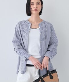 INDIVI / インディヴィ シャツ・ブラウス | 【UVケア／カラーストライプ柄】タックデザインブラウス