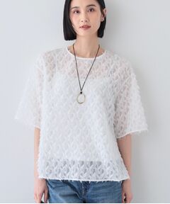 INDIVI / インディヴィ シャツ・ブラウス | 【トレンド／ヘアリー】フリンジカットジャカードTブラウス