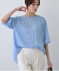 INDIVI / インディヴィ シャツ・ブラウス | 【トレンド／ヘアリー】フリンジカットジャカードTブラウス