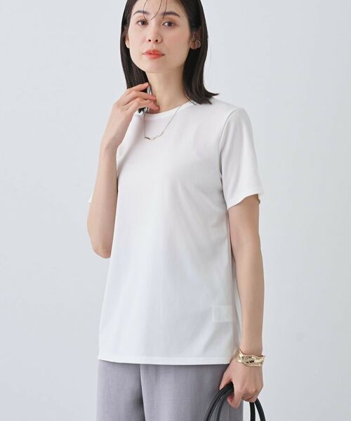 INDIVI/インディヴィ 【日本製/トリアセテート】きれいめTシャツ ホワイト(001) 19(5L) INDIVI/インディヴィ 【日本製/トリアセテート】きれいめTシャツ ホワイト(001) 19(5L)