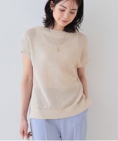 INDIVI / インディヴィ ニット・セーター | 【和紙混素材】フレンチスリーブミックスカラーニット