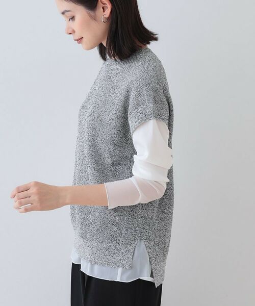 INDIVI / インディヴィ ニット・セーター | 【和紙混素材】フレンチスリーブミックスカラーニット | 詳細2