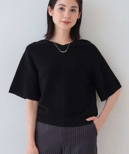 INDIVI/インディヴィ 【上品ラメ素材】フレアスリーブニット ブラック(019) 13(LL) INDIVI/インディヴィ 【上品ラメ素材】フレアスリーブニット ブラック(019) 13(LL)