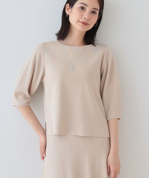 INDIVI/インディヴィ 【洗える/和紙混素材/SETUP可能】バルーンスリーブニット グレージュ(050) 15(3L) INDIVI/インディヴィ 【洗える/和紙混素材/SETUP可能】バルーンスリーブニット グレージュ(050) 15(3L)
