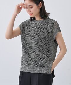 INDIVI / インディヴィ ベスト | 【ファンシー素材】透かし柄ニットベスト