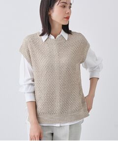 INDIVI / インディヴィ ベスト | 【ファンシー素材】透かし柄ニットベスト