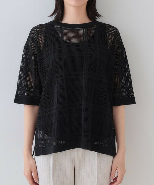 INDIVI / インディヴィ ニット・セーター | 【洗える】メッシュチェック柄ニット | 詳細14