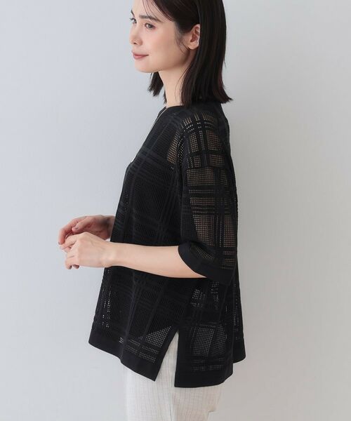 INDIVI / インディヴィ ニット・セーター | 【洗える】メッシュチェック柄ニット | 詳細6