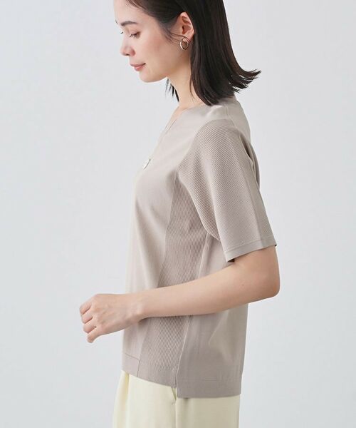 INDIVI / インディヴィ ニット・セーター | 【洗える/清涼感】レーヨンストレッチ 安心丈の半袖ニット | 詳細14