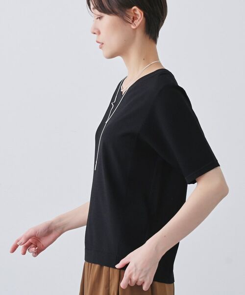 INDIVI / インディヴィ ニット・セーター | 【洗える/清涼感】レーヨンストレッチ 安心丈の半袖ニット | 詳細6