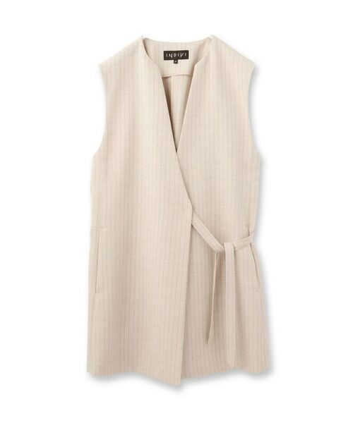 INDIVI / インディヴィ ベスト | 【こなれSETUP/ストライプ柄】リネンライクジレジャケット | 詳細1