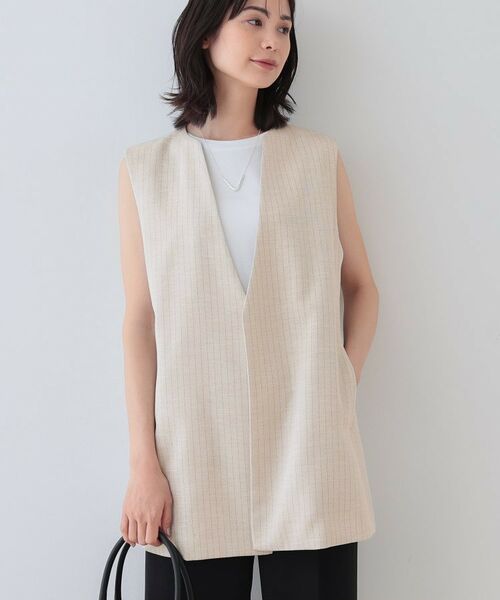 INDIVI / インディヴィ ベスト | 【こなれSETUP/ストライプ柄】リネンライクジレジャケット | 詳細14