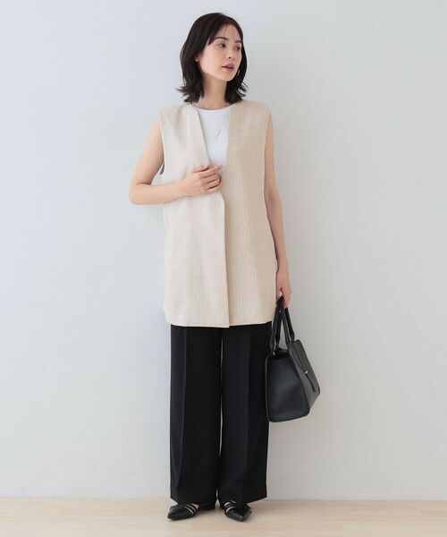 INDIVI / インディヴィ ベスト | 【こなれSETUP/ストライプ柄】リネンライクジレジャケット | 詳細16