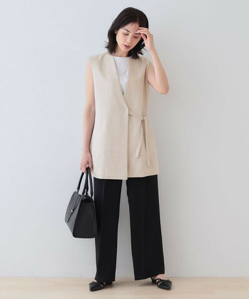 INDIVI / インディヴィ ベスト | 【こなれSETUP/ストライプ柄】リネンライクジレジャケット | 詳細17