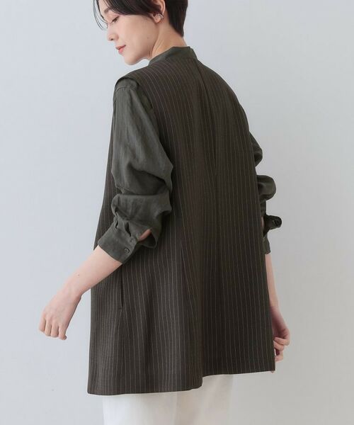 INDIVI / インディヴィ ベスト | 【こなれSETUP/ストライプ柄】リネンライクジレジャケット | 詳細21