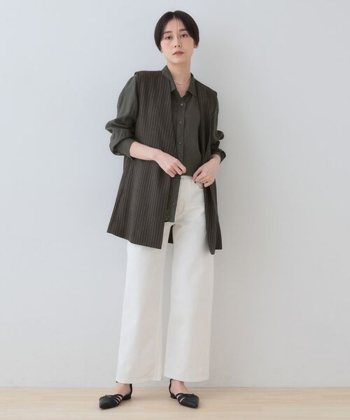 INDIVI / インディヴィ ベスト | 【こなれSETUP/ストライプ柄】リネンライクジレジャケット | 詳細22